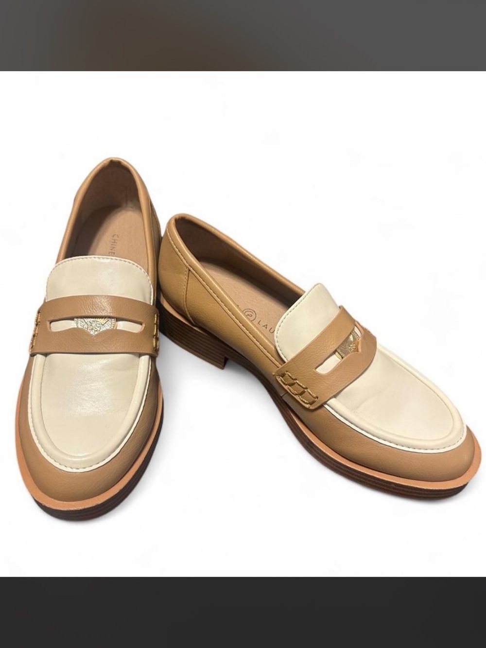 Chinese Laundry Porter Penny Loafers Two-Tone Cream and Tan Women’s Size 6